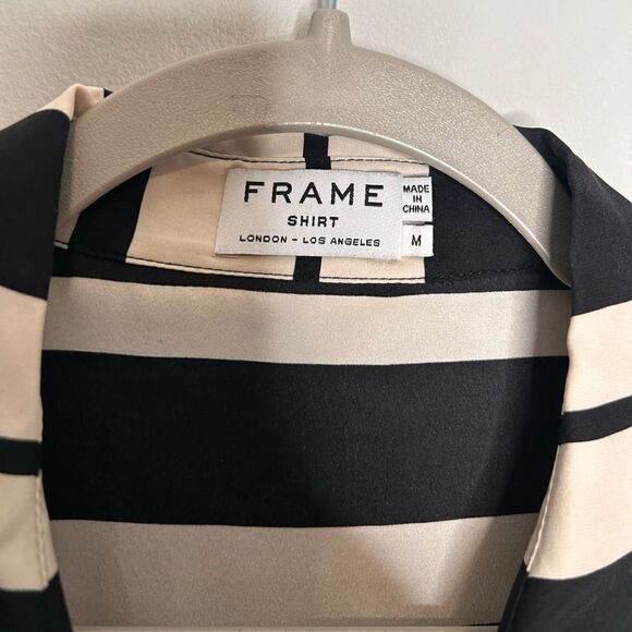 FRAME Silk Striped Button Up Shirt - Picture 5 of 5